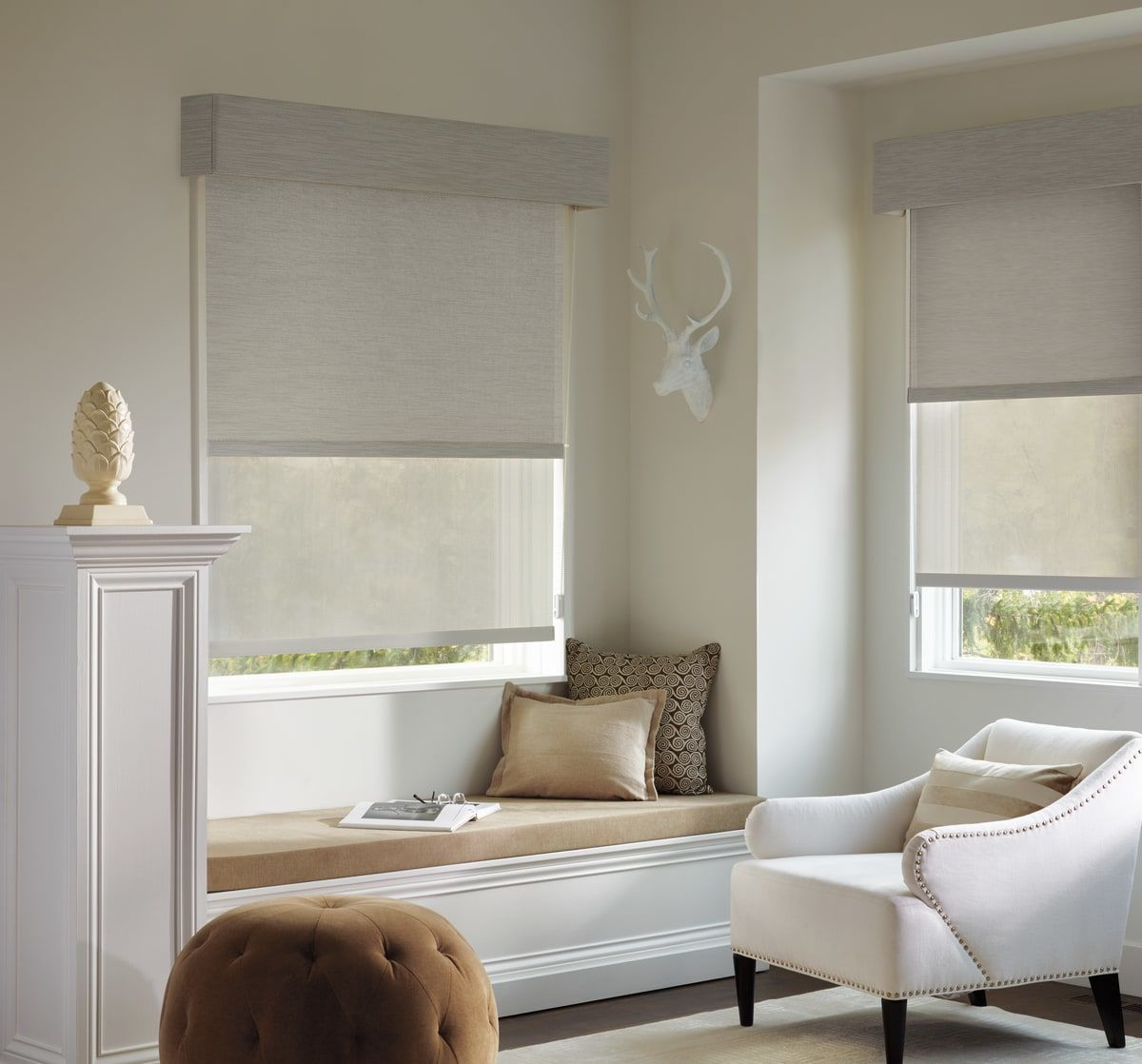 Motorized Dual Roller Shades with 6' valance.