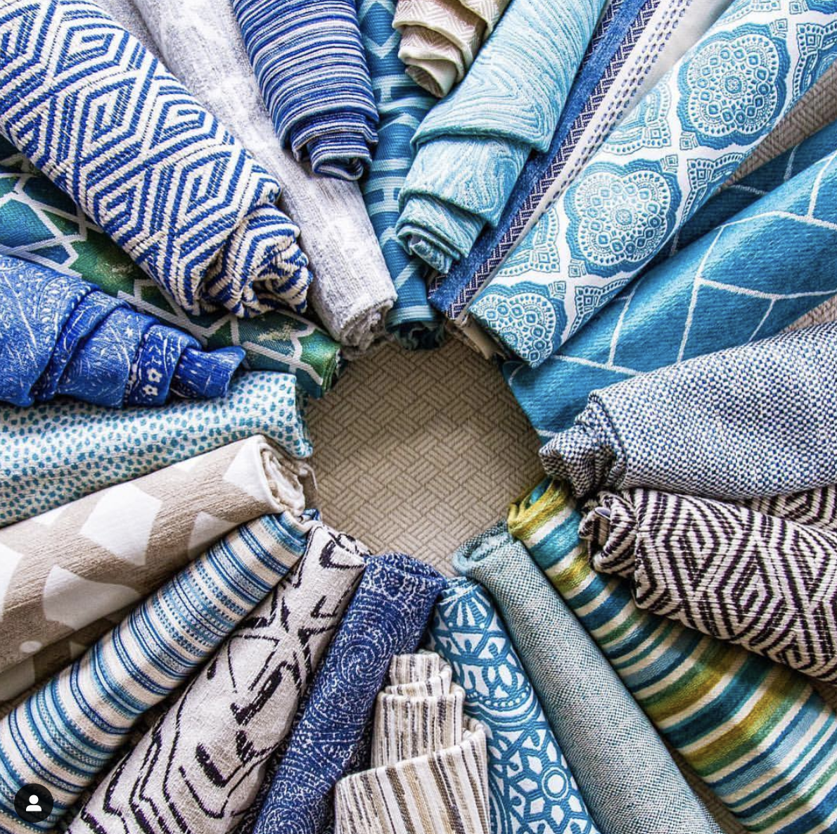 blue and white fabrics