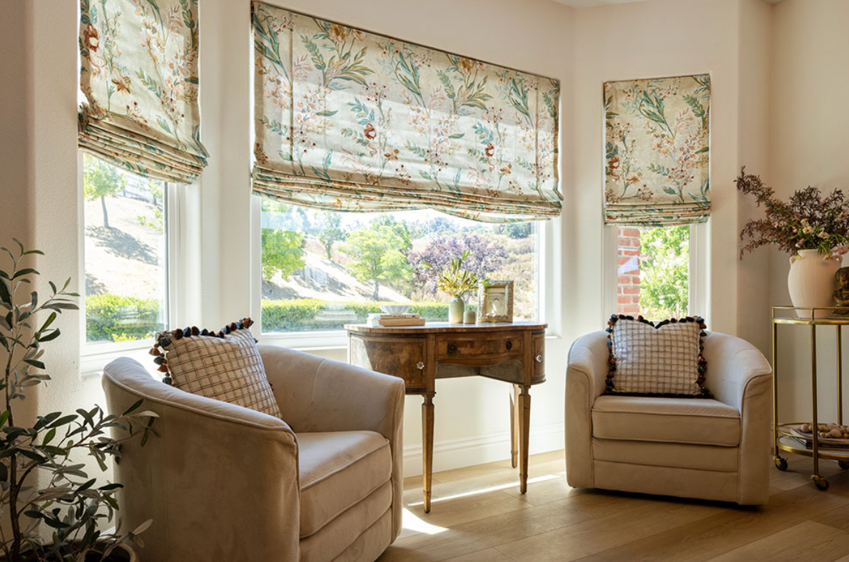 Floral roman shades