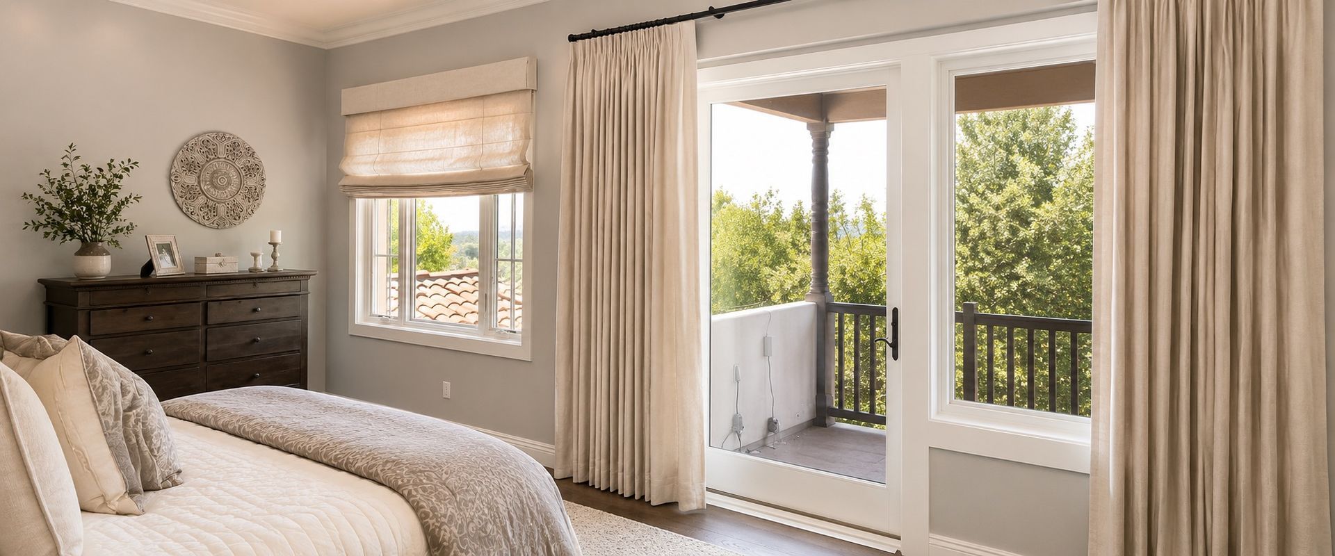 Motorized Roman Shade & Drapes in 4S Ranch, Rancho Bernardo, CA