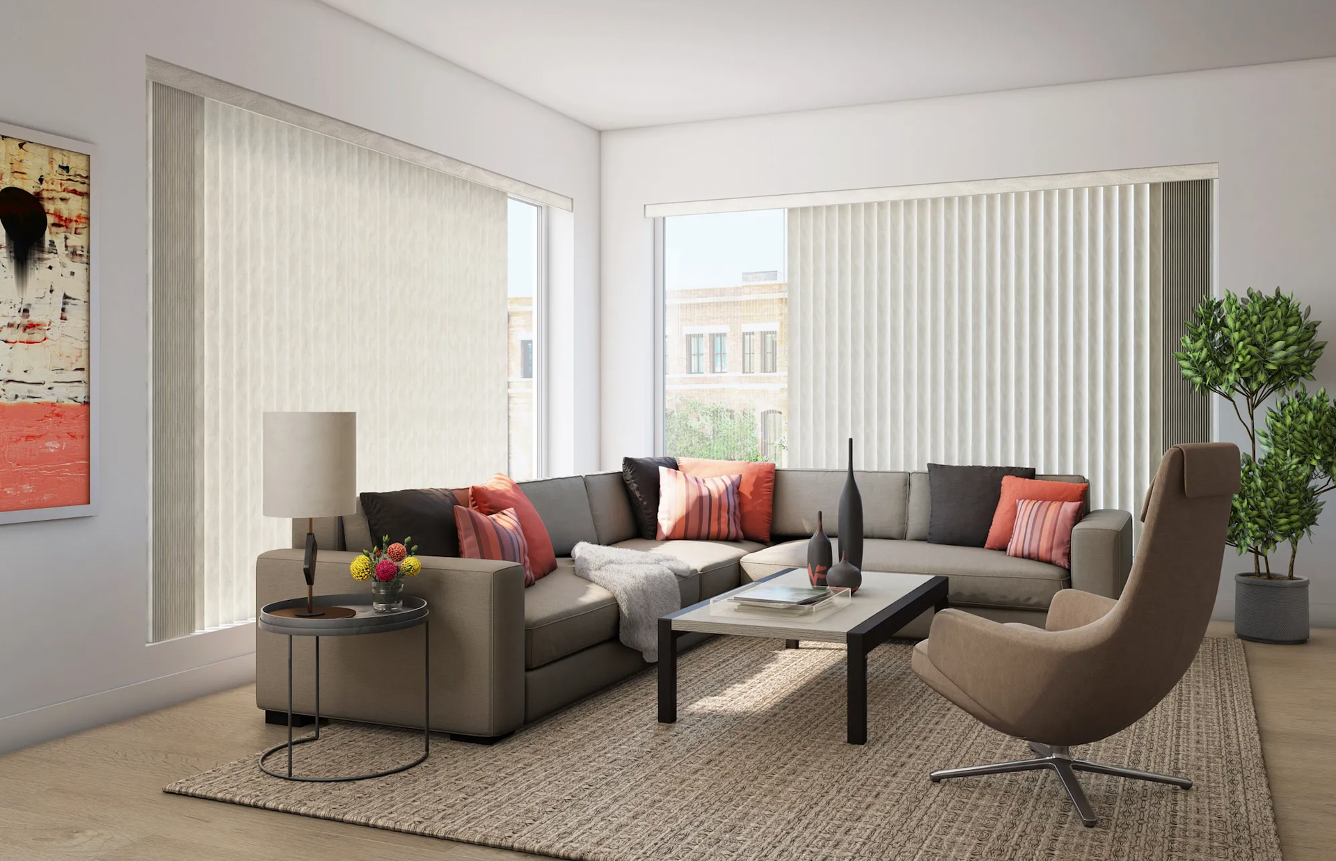 Vertical Blinds for large windows and sliding door.