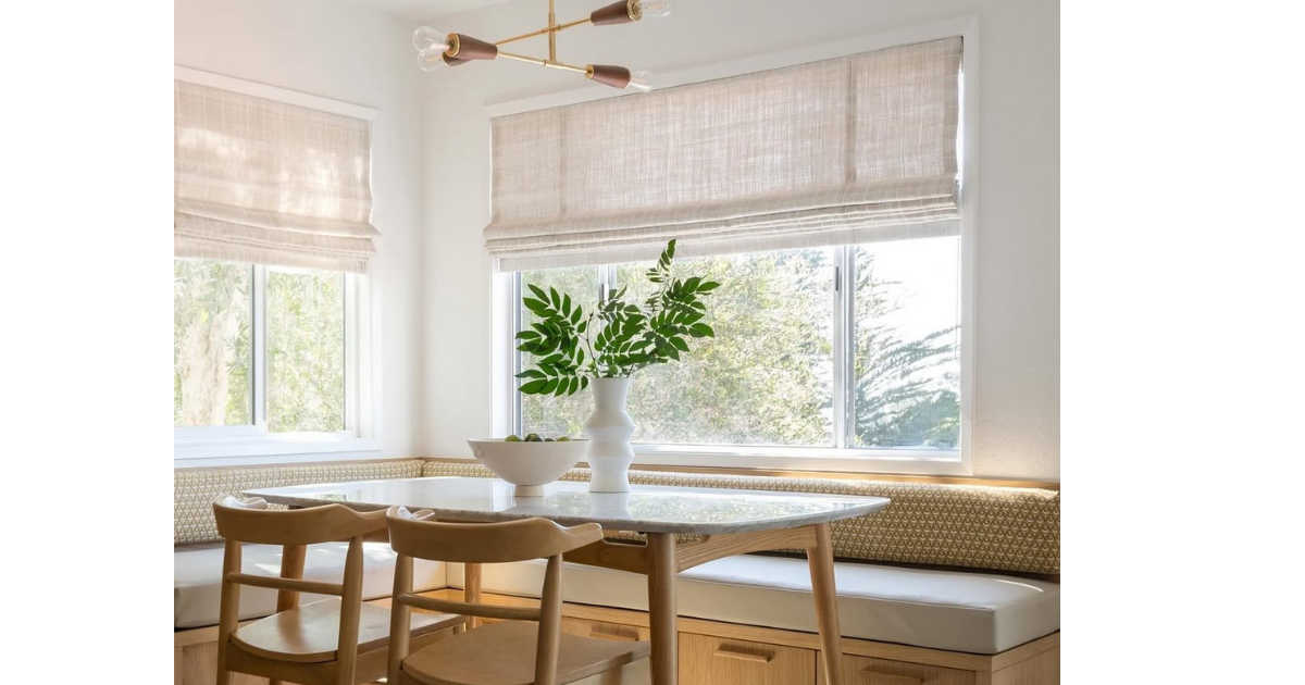 Flat Roman Shades in dining room