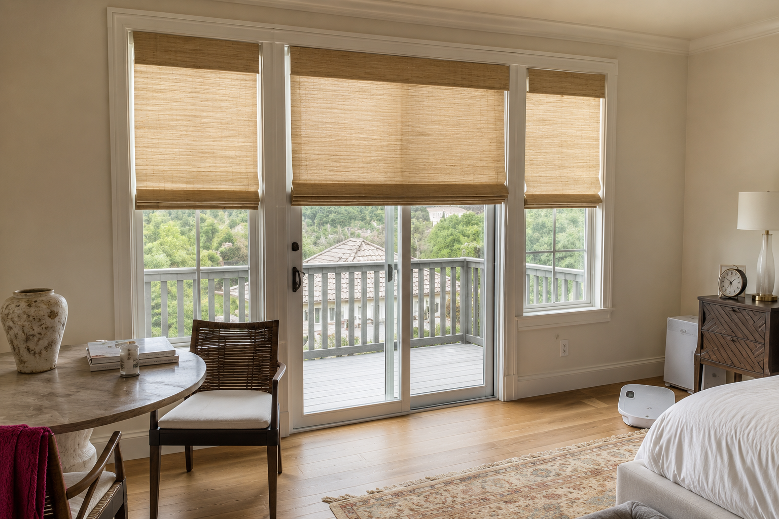 Hunter Douglas motorized woven shades in Carlsbad, Ca