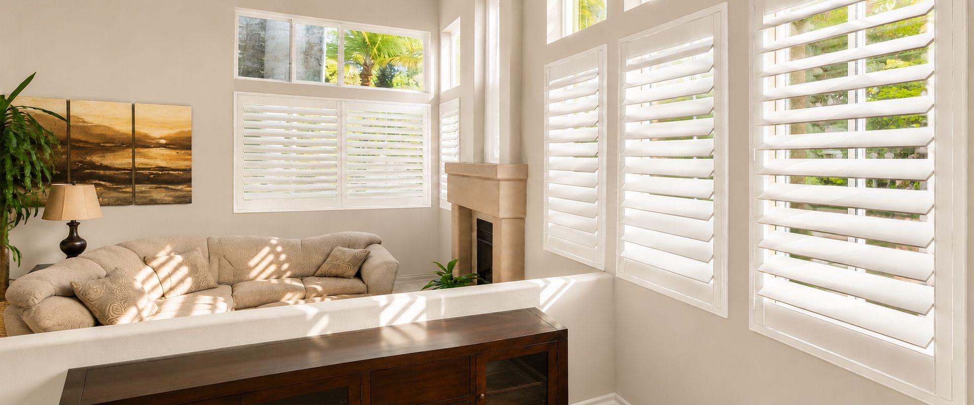 Plantation Shutters in living room, San Marcos, CA