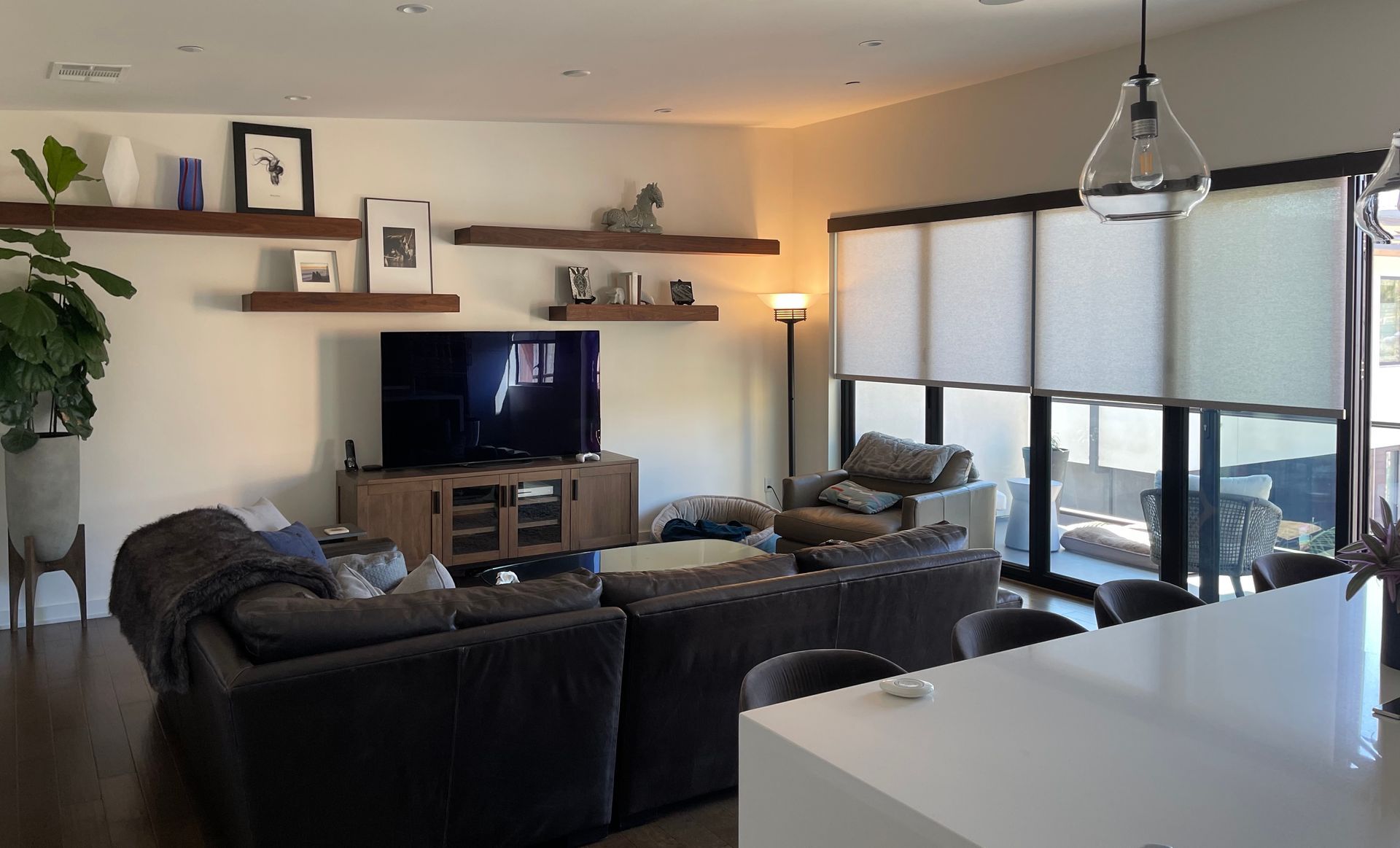 roller shade on cantina door slider in solana beach, ca by window spaces