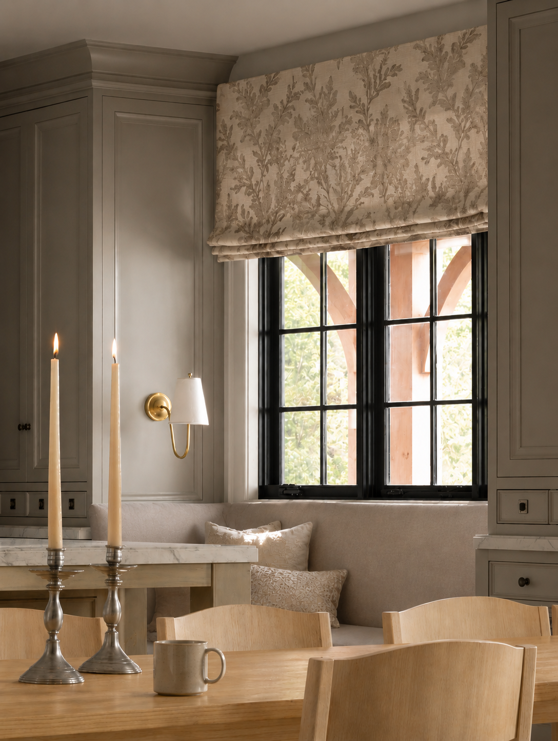 roman shades for del mar kitchen