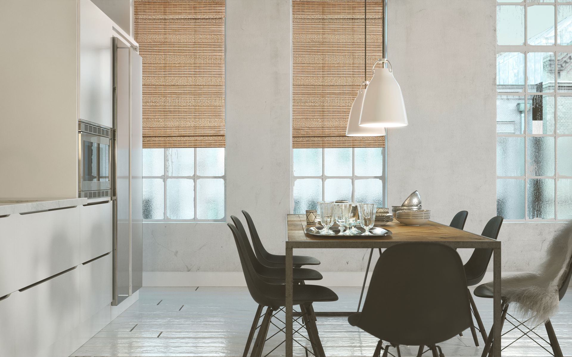 Woven Shades in Kitchen