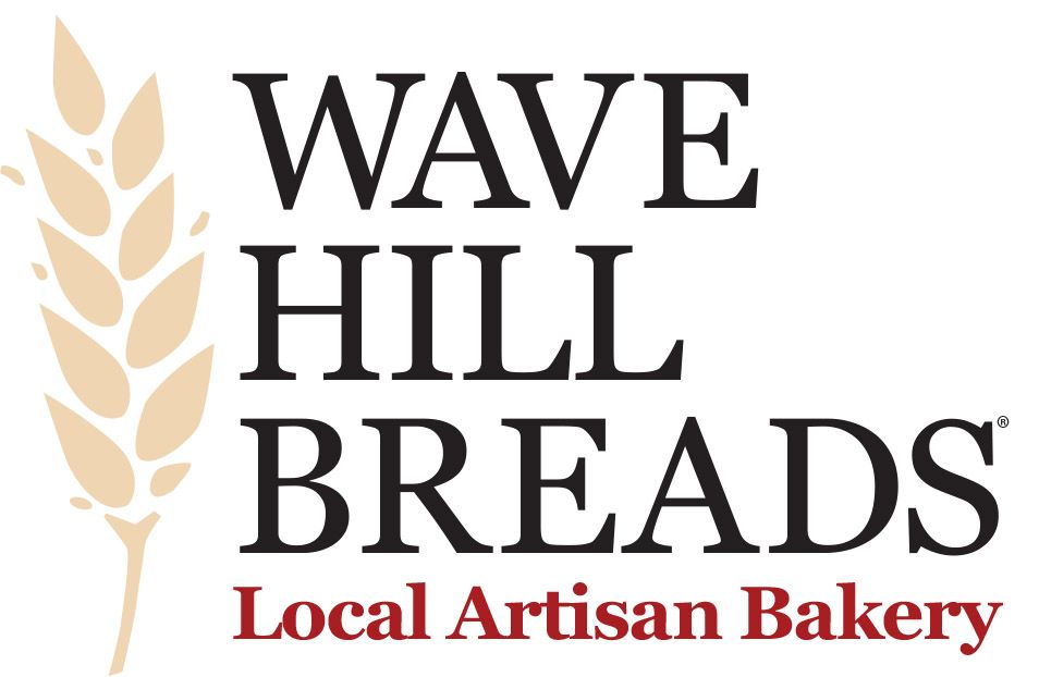 A logo for wave hill breads local artisan bakery