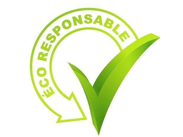 Coche verte avec le texte « Éco Responsable » et une flèche circulaire.