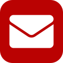 Carré rouge avec icône d'enveloppe blanche.