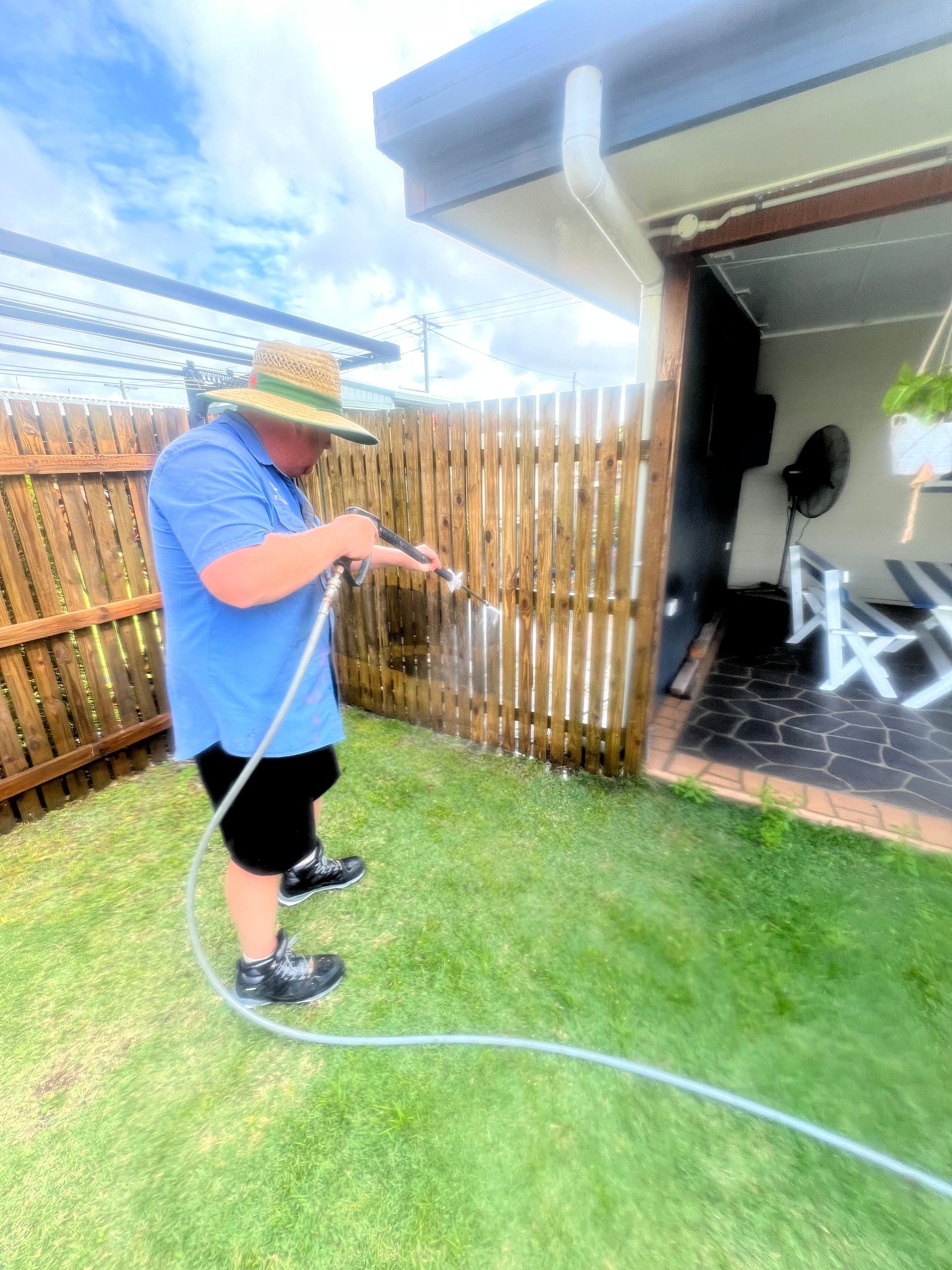 Exterior of House Being Pressure Washed — Pain in the Glass Window Cleaning in Airlie Beach, QLD