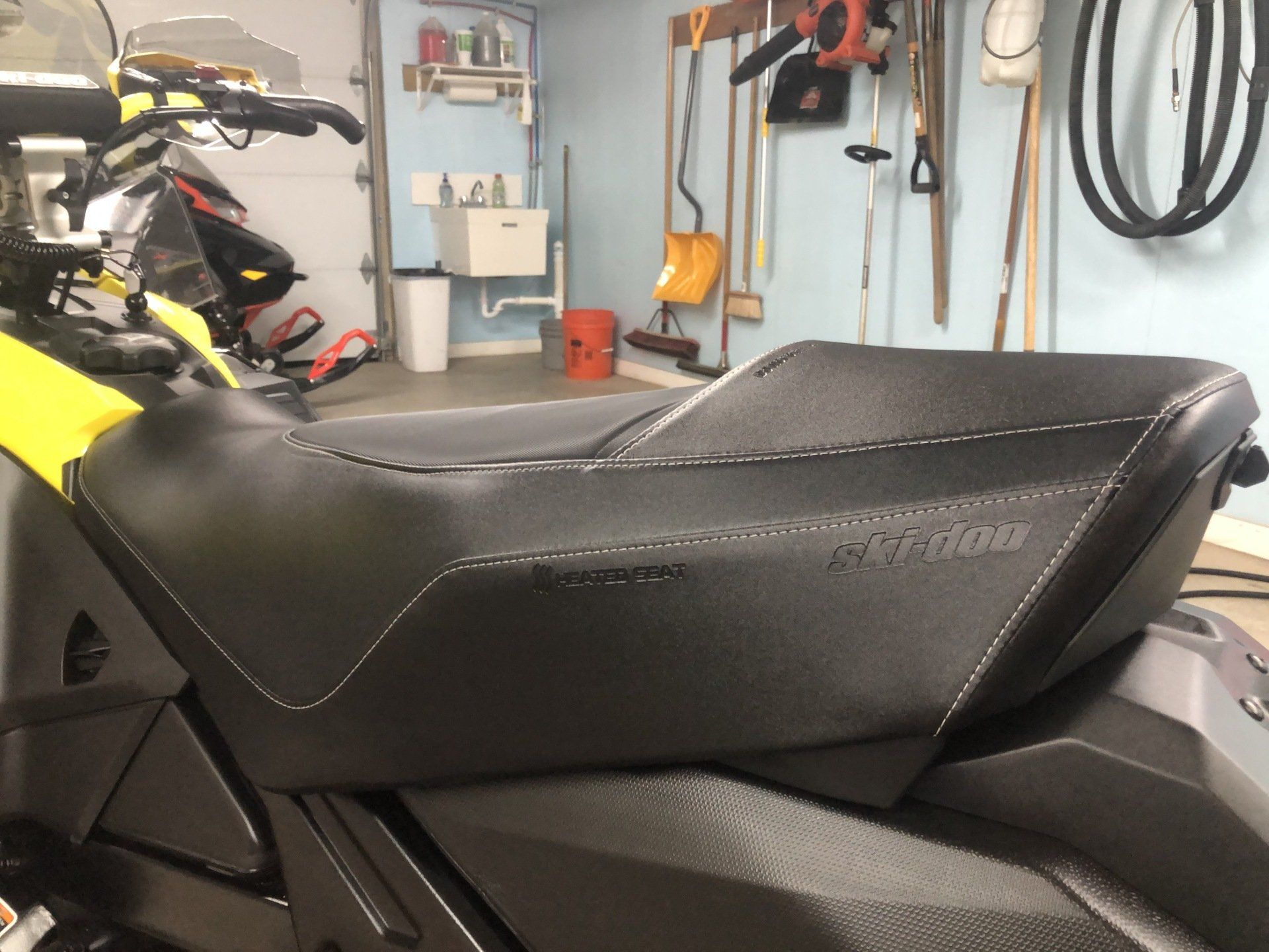 Vinyl seat cleaning snowmobile