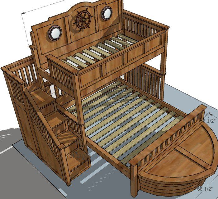 birch wood ship bed design