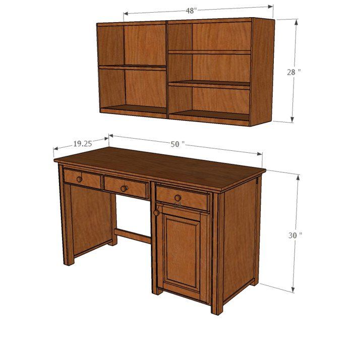 maple wood desk and bookshelf design