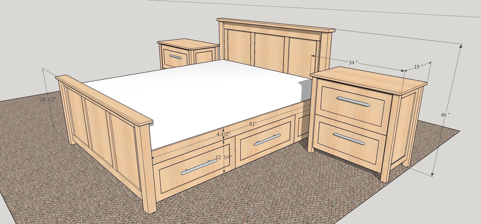 walnut wood bed frame design