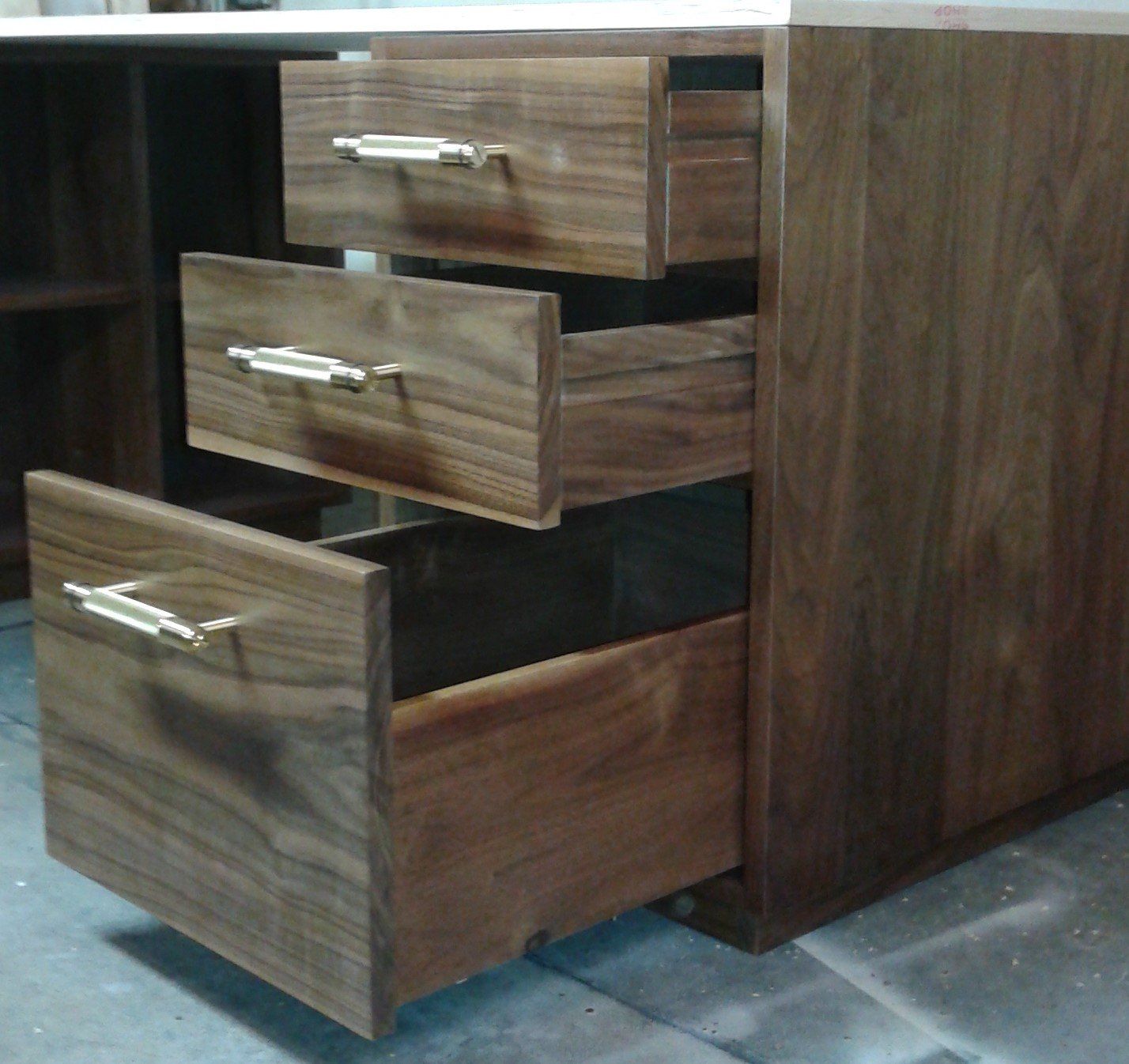 walnut desk open