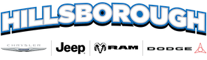 Hillsborough dealership logo with Chrysler, Jeep, Ram, and Dodge brand names on a white background