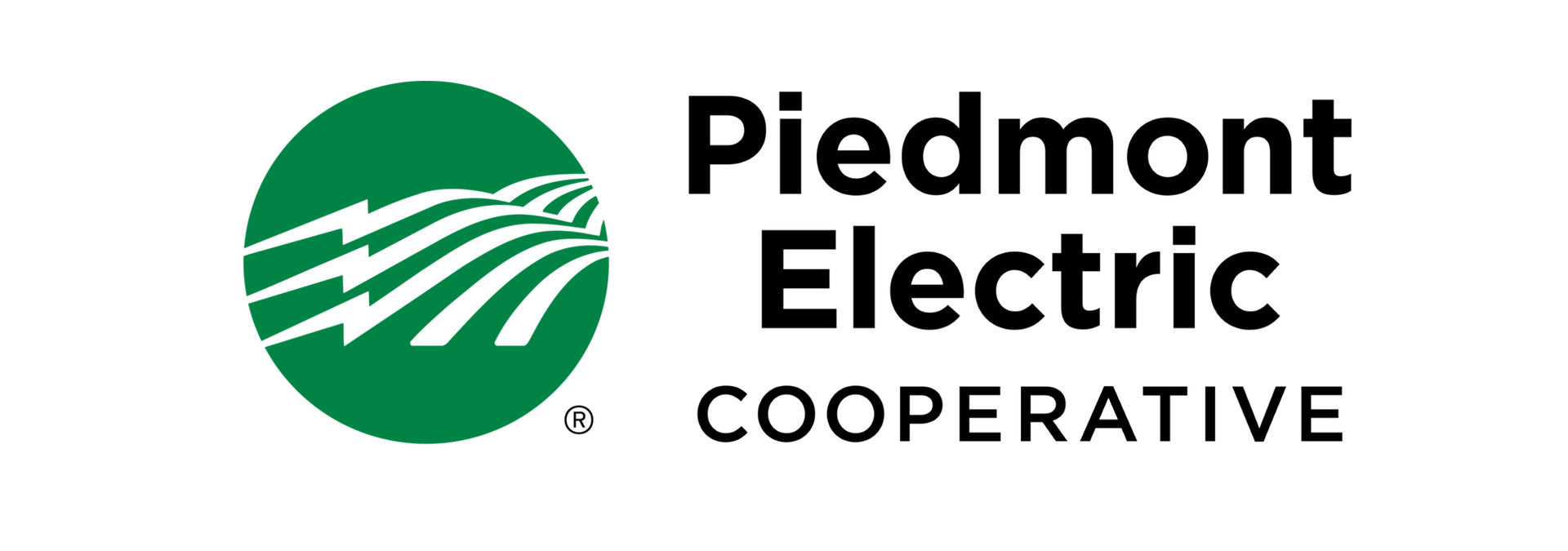 Piedmont Electric Cooperative logo with green circle and black text on white background