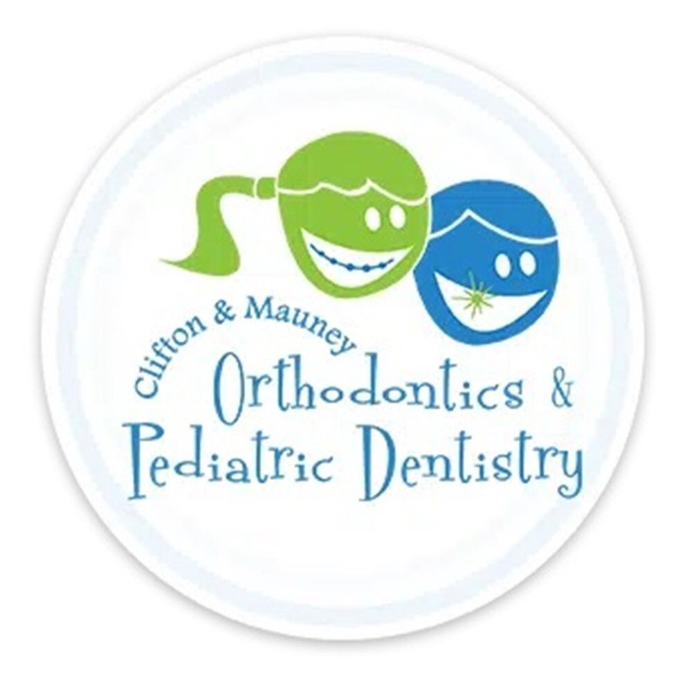 Clifton & Maumee Orthodontics & Pediatric Dentistry logo with green and blue smiling faces