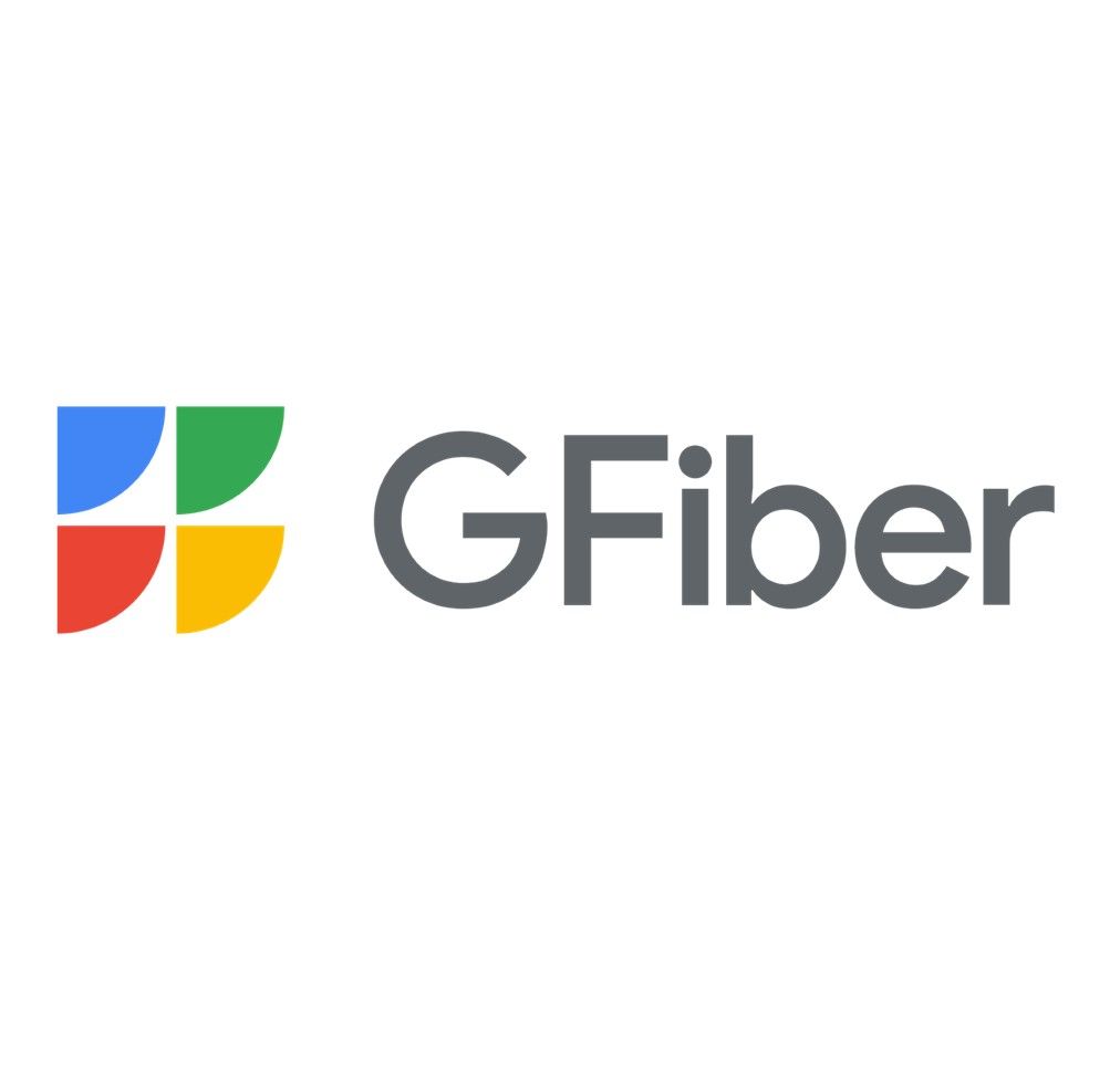 GFiber logo with colorful four-square icon and gray text on white background