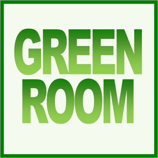Green Room logo in bold green letters inside a green-bordered square