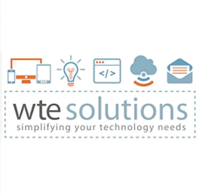 logo for WTE solutions with technology related icons above the company name
