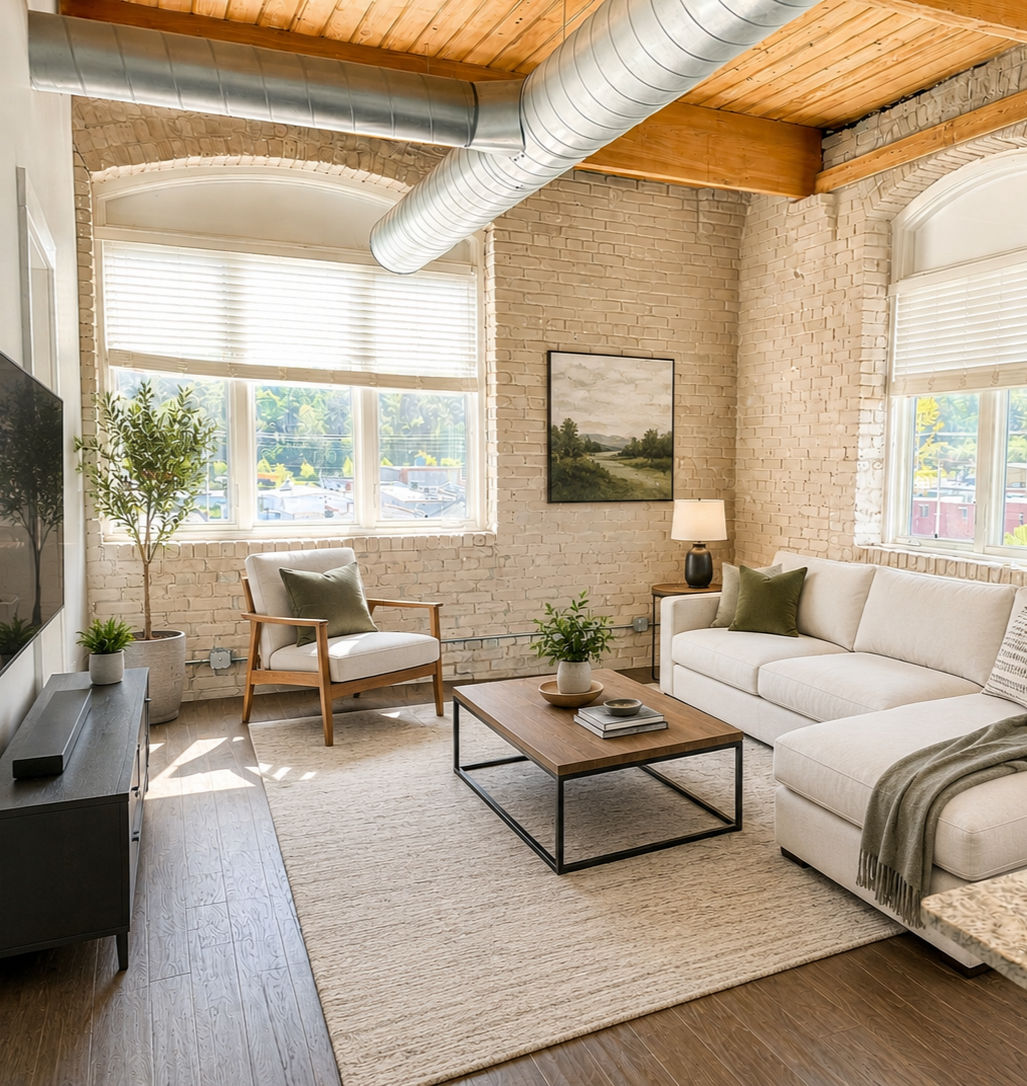 A living room with plenty of natural lighting