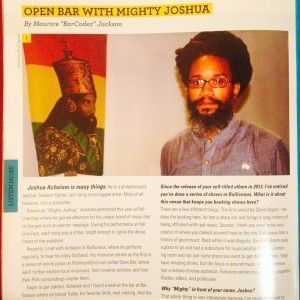 Article about Joshua Achaon, a musician, featuring his photo.