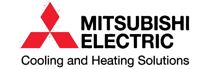 Mitsubishi Electric Cooling and Heating Solutions logo with red geometric symbol and black text