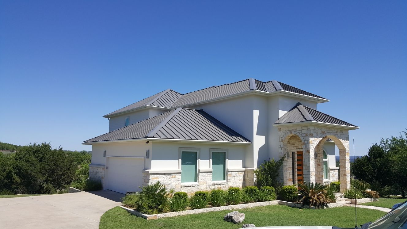 24 Gauge Snap Lock Standing Seam Metal Roof - Color is Galvalume by Hill Country Metal Roofing Supply 512-676-5838 