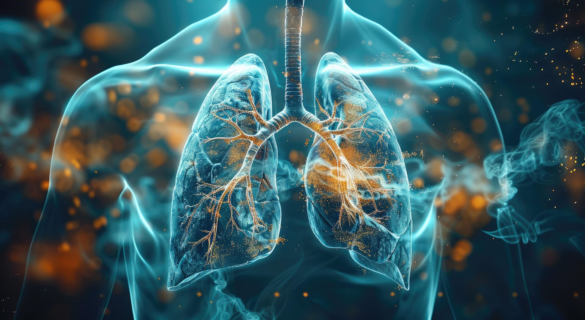 A computer generated image of a person 's lungs with smoke coming out of them.