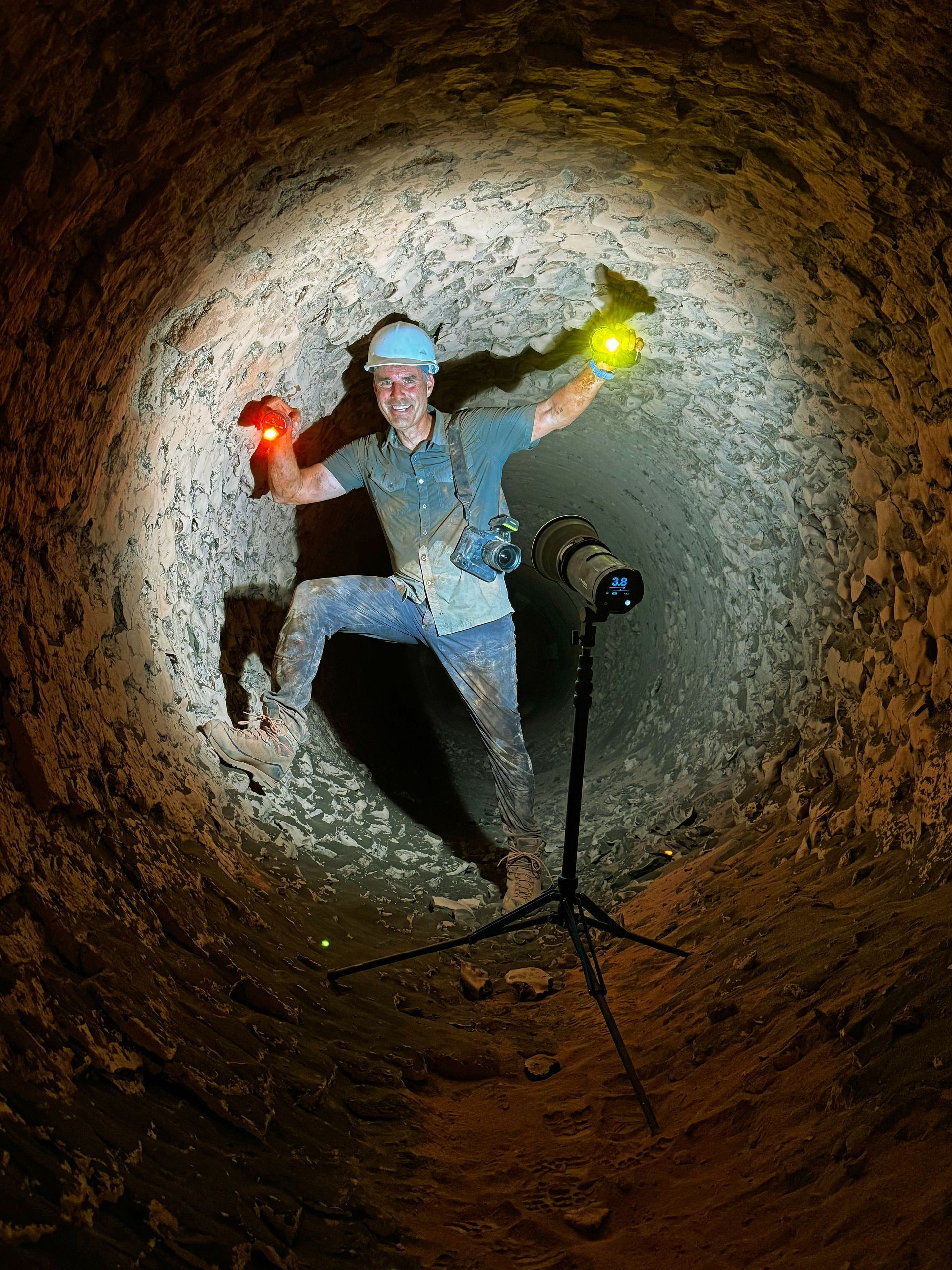Industrial photographer Patrick Schneider demonstrates to a manufacturing plant worker how to pose inside of the scene that Patrick is lighting. We take additional steps to operate on-site, embedded within industrial environments to capture workflow, safety protocols, and specialized processes.