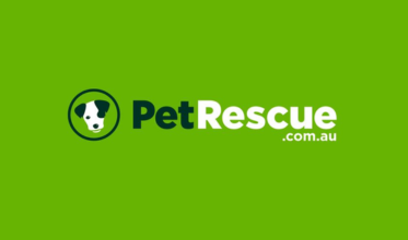 The logo for pet rescue.com.au has a picture of a dog on it.