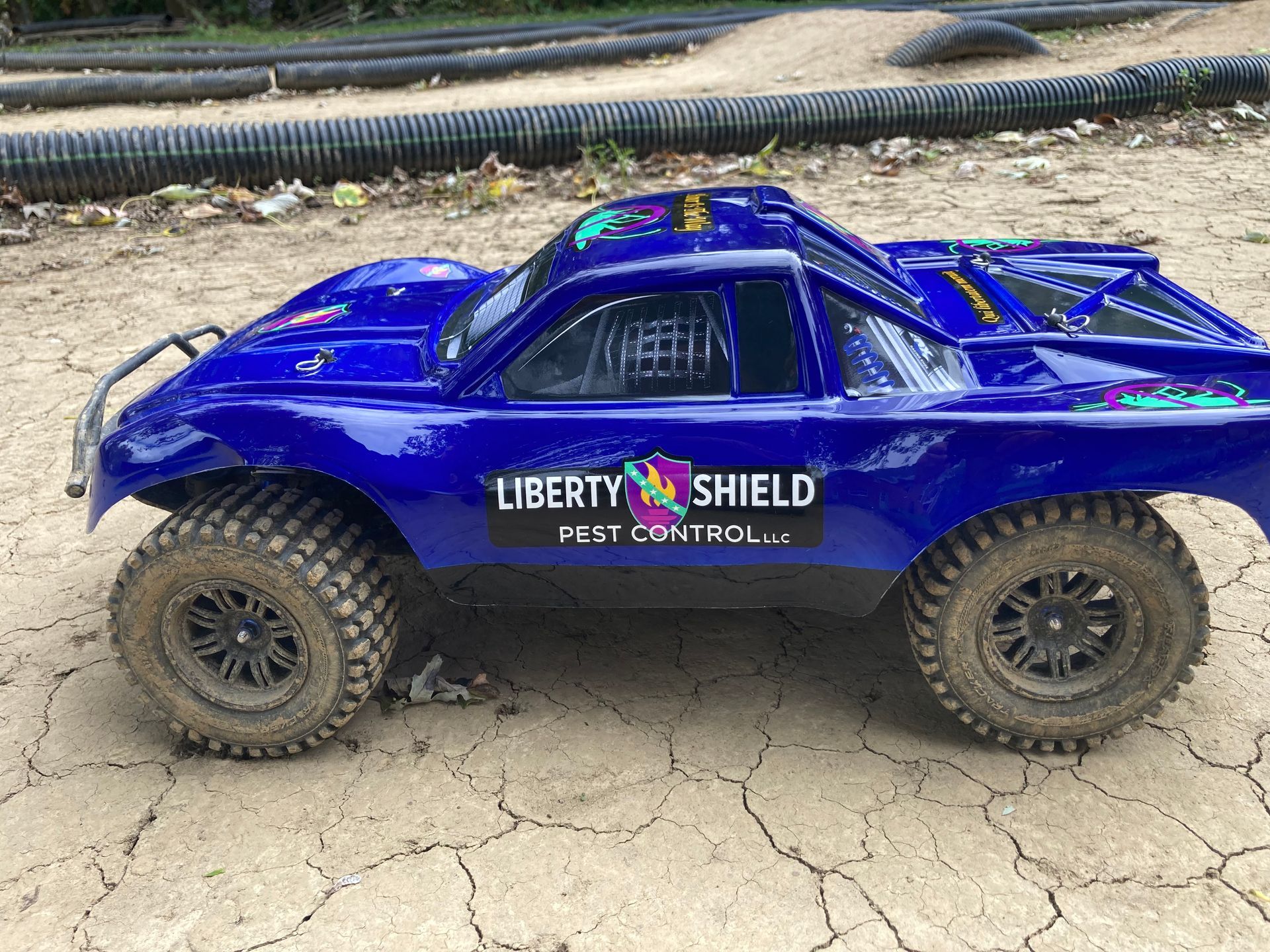 Blue RC truck with 