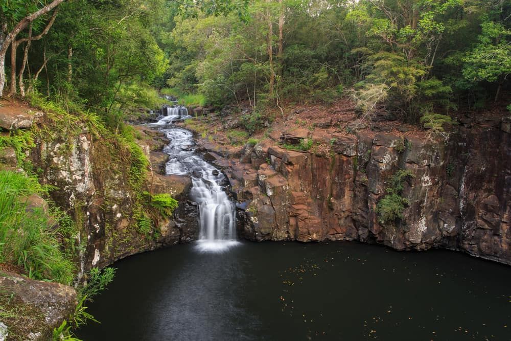 A Waterfall is Surrounded by Trees and Rocks in the Middle of a Forest — ZBM Constructions in Alstonville, NSW