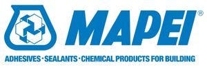 Logo for Mapei, a company that provides adhesives, sealants, and chemical products for building.