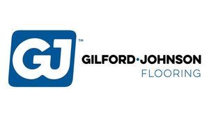 Logo for Gilford Johnson Flooring. Blue square with 