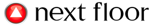 Red button with white up arrow, text reads 
