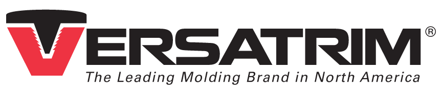 Logo for Versatrim, the leading molding brand in North America, with a red 