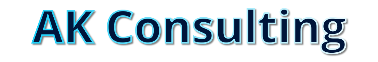 AK Consulting logo with blue text.