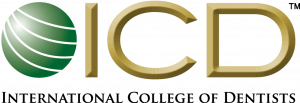 Logo of the International College of Dentists: green globe and gold letters