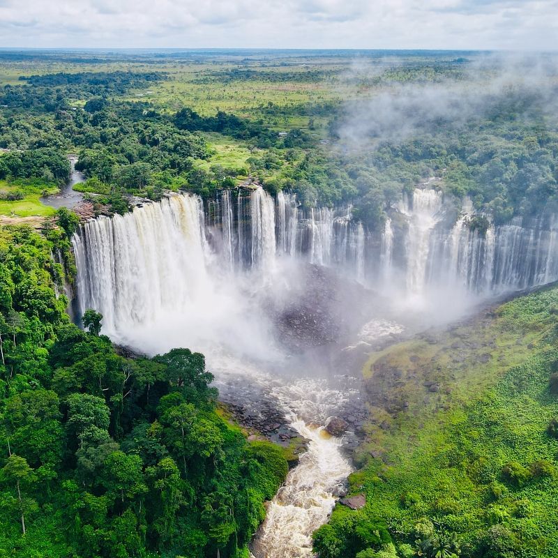 Discover the breathtaking beauty of Angola with this stunning aerial view of Kalandula Falls, one of the country’s most spectacular natural wonders. Cascading over rugged cliffs into the lush river valley below, the falls create a dramatic display of water, mist and vibrant greenery, highlighting the raw power and serene majesty of Angola’s landscapes. From above, the scale and splendour of Kalandula Falls become truly apparent, offering a perspective that captures both its grandeur and surrounding natural beauty.
Inspiration Africa designs tailor-made journeys to Angola, allowing travellers to explore iconic sights like Kalandula Falls, experience the country’s diverse ecosystems, and immerse themselves in the spectacular scenery of this often-overlooked destination.