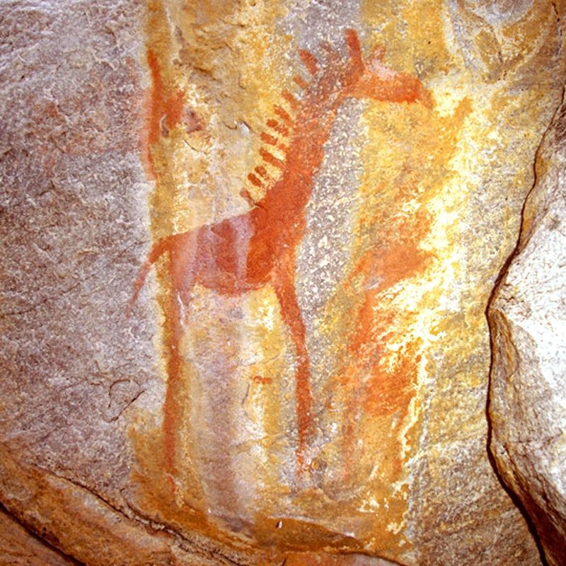 Ancient rock art adorns the sacred Tsodilo Hills in Botswana, captured in this evocative cultural travel photograph. Often referred to as the “Louvre of the Desert,” Tsodilo Hills is a UNESCO World Heritage Site renowned for its thousands of prehistoric rock paintings created by early San hunter-gatherers. The detailed artwork depicts animals, human figures, and spiritual symbols, offering a profound insight into some of Africa’s oldest cultural traditions. Set within a dramatic desert landscape, this site blends archaeology, spirituality, and natural beauty. Ideal for history enthusiasts and cultural travelers, Tsodilo Hills reveals Botswana’s deep human heritage. Inspiration Africa specializes in bespoke, tailor-made journeys across Botswana and Africa, crafting authentic travel experiences that connect visitors with extraordinary cultural landscapes and ancient history.