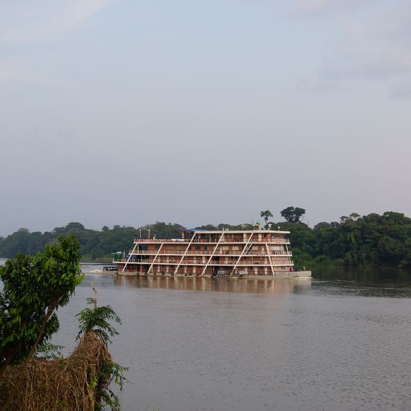 Embark on an unforgettable adventure with Expeditions Ducret aboard the Princesse Ngalessa cruise ship. Glide gently on the waters of the Sangha River in the Republic of Congo, where every moment is filled with breathtaking views and serene landscapes. Explore the heart of Africa's untouched wilderness from the comfort of our luxurious cruise ship, and experience the magic of the Congo's diverse flora and fauna. Join us for an expedition that promises not only relaxation but also an intimate encounter with nature's wonders. Book your journey today and let the Sangha River's tranquil beauty captivate your soul.