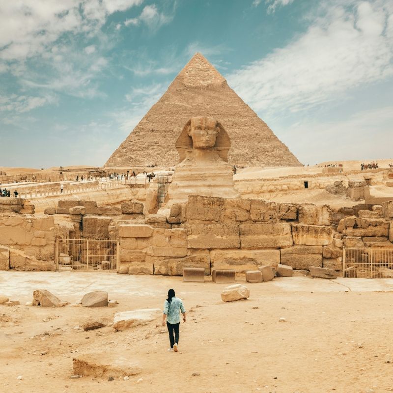Discover the timeless wonders of Egypt with Inspiration Africa. With the Great Sphinx standing guard before the iconic Pyramids of Giza, this image captures one of the world’s most legendary landscapes. We specialize in designing bespoke, tailor-made journeys that combine extraordinary perspectives with Africa’s most remarkable destinations, blending ancient history, culture, and unforgettable experiences.