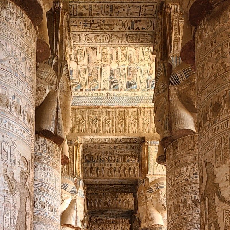 The magnificent columns and intricately carved ceilings of the Temple of Abu Simbel in Egypt showcase the extraordinary artistry and grandeur of ancient Egyptian civilization. Carved directly into the rock face along the Nile, the temple’s vast halls are adorned with detailed hieroglyphs, monumental statues, and perfectly aligned architectural features that reflect the power and legacy of Pharaoh Ramses II. The interplay of light and shadow across the massive stone columns creates a timeless atmosphere of awe and reverence within this UNESCO World Heritage Site. Inspiration Africa specializes in bespoke, tailor-made journeys across Egypt and the African continent, creating immersive travel experiences that connect travelers with Africa’s most iconic historical landmarks, cultural treasures, and ancient wonders. From Nile river journeys to exclusive archaeological explorations, every itinerary is carefully curated to reveal the beauty, history, and spirit of Africa.