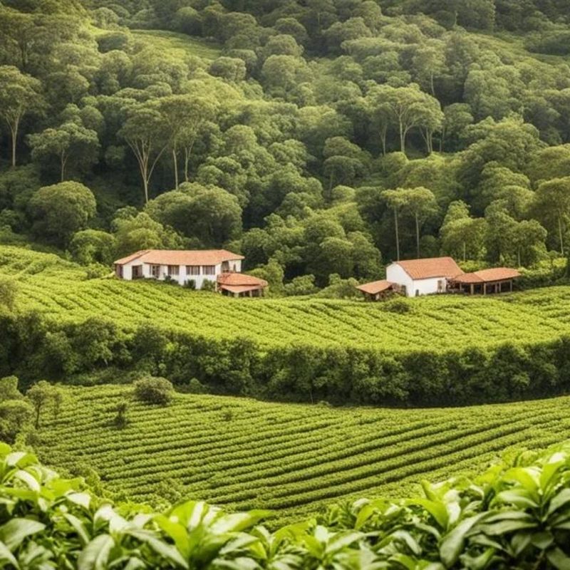 Monte Café in São Tomé and Príncipe is captured in this picturesque travel photograph, showcasing the historic coffee plantation set amid lush tropical hills and verdant landscapes. Rows of coffee plants stretch across the gently rolling terrain, while colonial-era buildings and shaded pathways blend seamlessly into the surrounding greenery. Misty hills in the background add depth and a sense of tranquility to the scene, emphasizing the plantation’s serene and fertile environment. The image conveys the cultural and agricultural heritage of São Tomé and Príncipe, offering a glimpse into the island’s rich history, scenic beauty, and timeless charm. Inspiration Africa specializes in bespoke, tailor-made journeys to São Tomé and Príncipe and across Africa, crafting unforgettable travel experiences in extraordinary destinations.