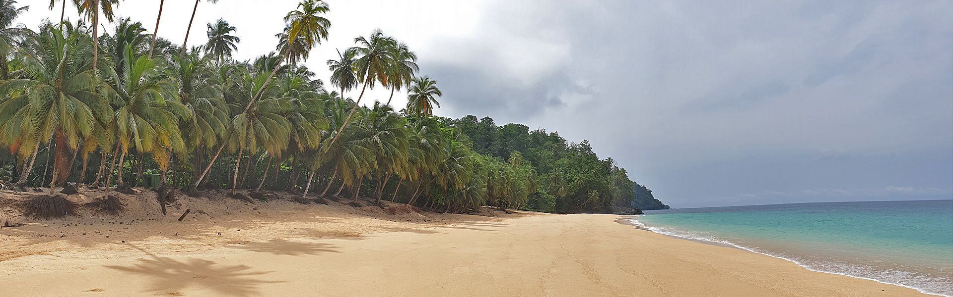 A breathtaking beach scene in São Tomé & Príncipe showcases untouched golden sands, clear blue Atlantic waters, and lush palm trees gently swaying along a secluded shoreline. Captured in this evocative travel photograph, the pristine coast reflects the islands’ remote charm, tropical richness, and unspoiled natural beauty. The calm, inviting waters are perfect for swimming, while the deserted, palm-fringed beach offers a sense of serenity and privacy rarely found elsewhere. Ideal for honeymooners, beach lovers, and photographers, São Tomé & Príncipe offers an intimate escape where romance, tranquility, and barefoot luxury come together. Inspiration Africa specializes in bespoke, tailor-made journeys to São Tomé & Príncipe and across Africa, crafting authentic island escapes and unforgettable coastal experiences.
