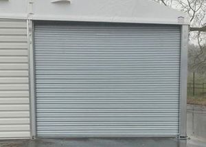Silver roller shutter door