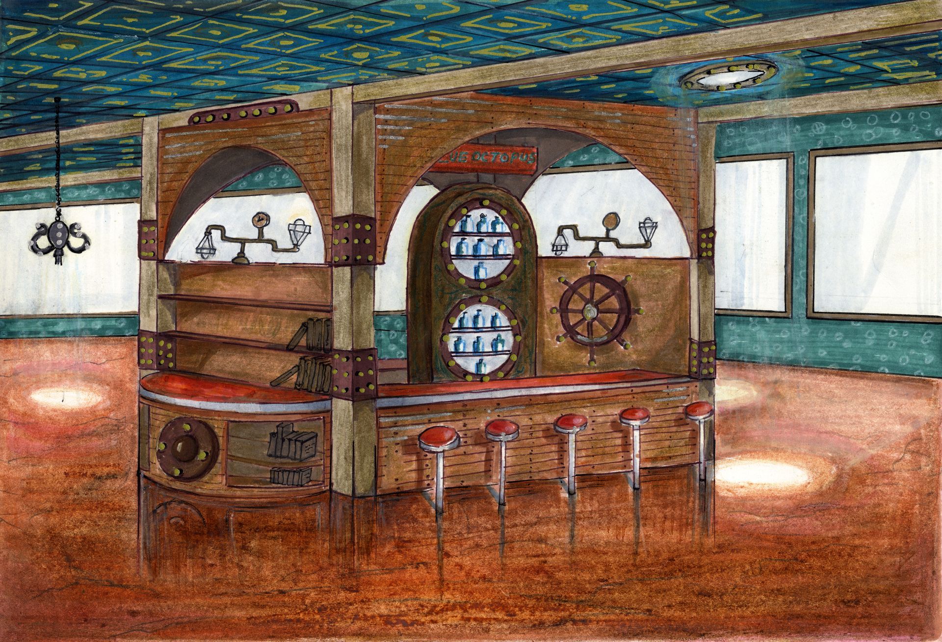 Underwater Zeppelin Bar — Oakland, CA — Gaslight Interiors
